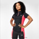 Karrimor ruházat fekete/rózsaszín nők negyed cipzáras rövid ujjú póló P60RX18