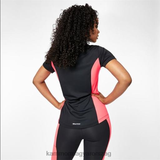 Karrimor ruházat fekete/rózsaszín nők negyed cipzáras rövid ujjú póló P60RX18