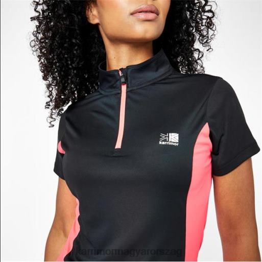 Karrimor ruházat fekete/rózsaszín nők negyed cipzáras rövid ujjú póló P60RX18