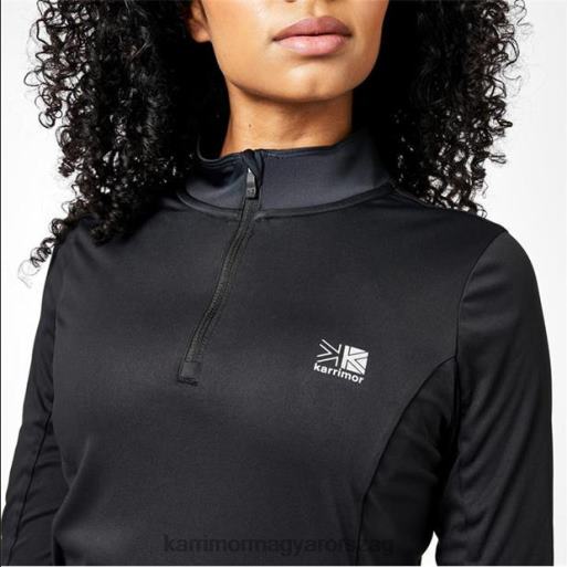 Karrimor ruházat fekete nők negyed cipzáras hosszú ujjú felső P60RX12